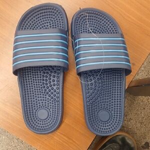 Blue Slide Sandals with Stripes